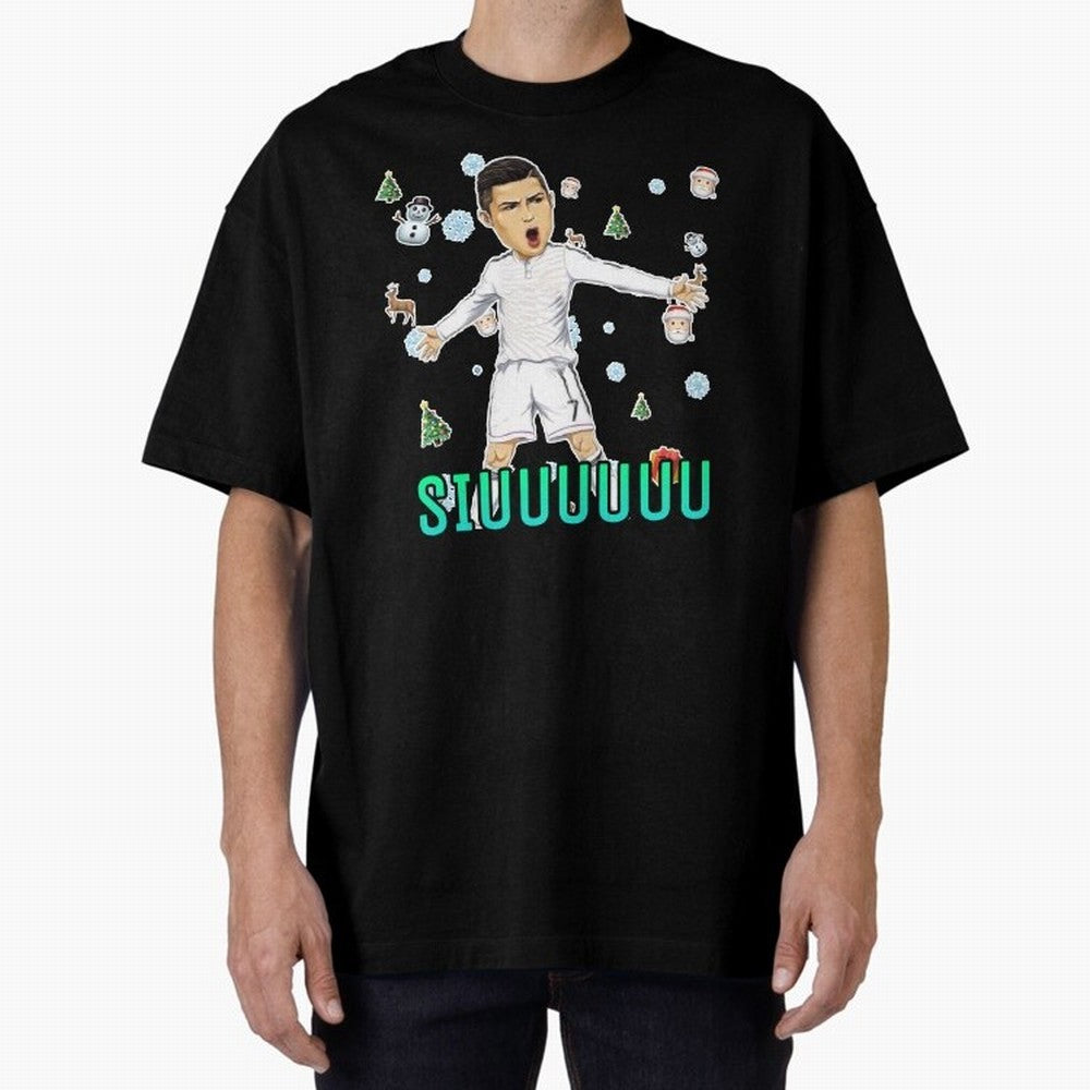 Siuuu christmas CR7 Oversized T-Shirt Bring a Vintage Feel to FIFA World Cup 2026 Featuring Mbappe and Neymar, Portugal, Spain and Germany Energy, Match Day Excitement, Supporter Culture, Golden Goals and Global Football Passion; Ideal for Football