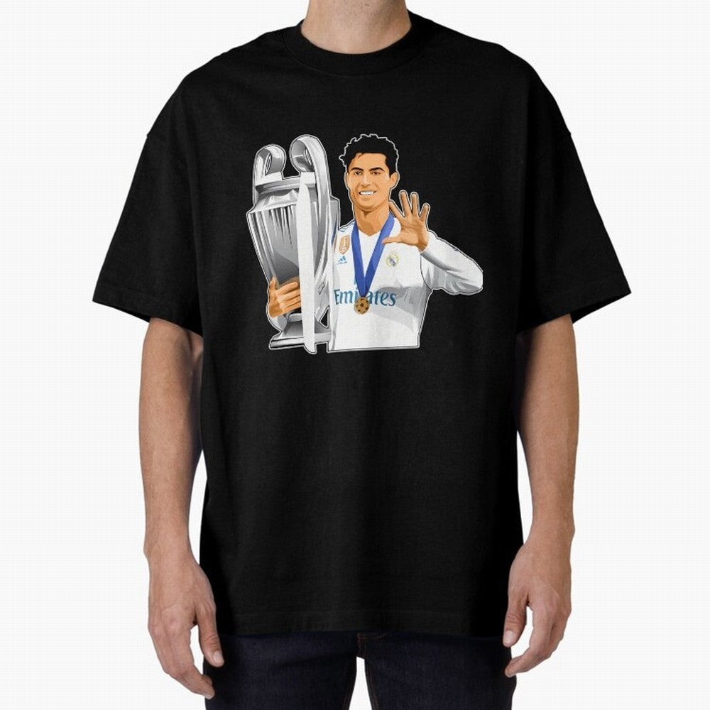 Ronaldo Throphy Oversized T-Shirt Build FIFA World Cup 2026 Celebrating Mbappe and Neymar, Argentina and Brazil Energy, Classic Soccer Heritage, Championship Pressure, Fan Loyalty and International Pride; Ideal for Fans Who Follow Messi, Cristiano