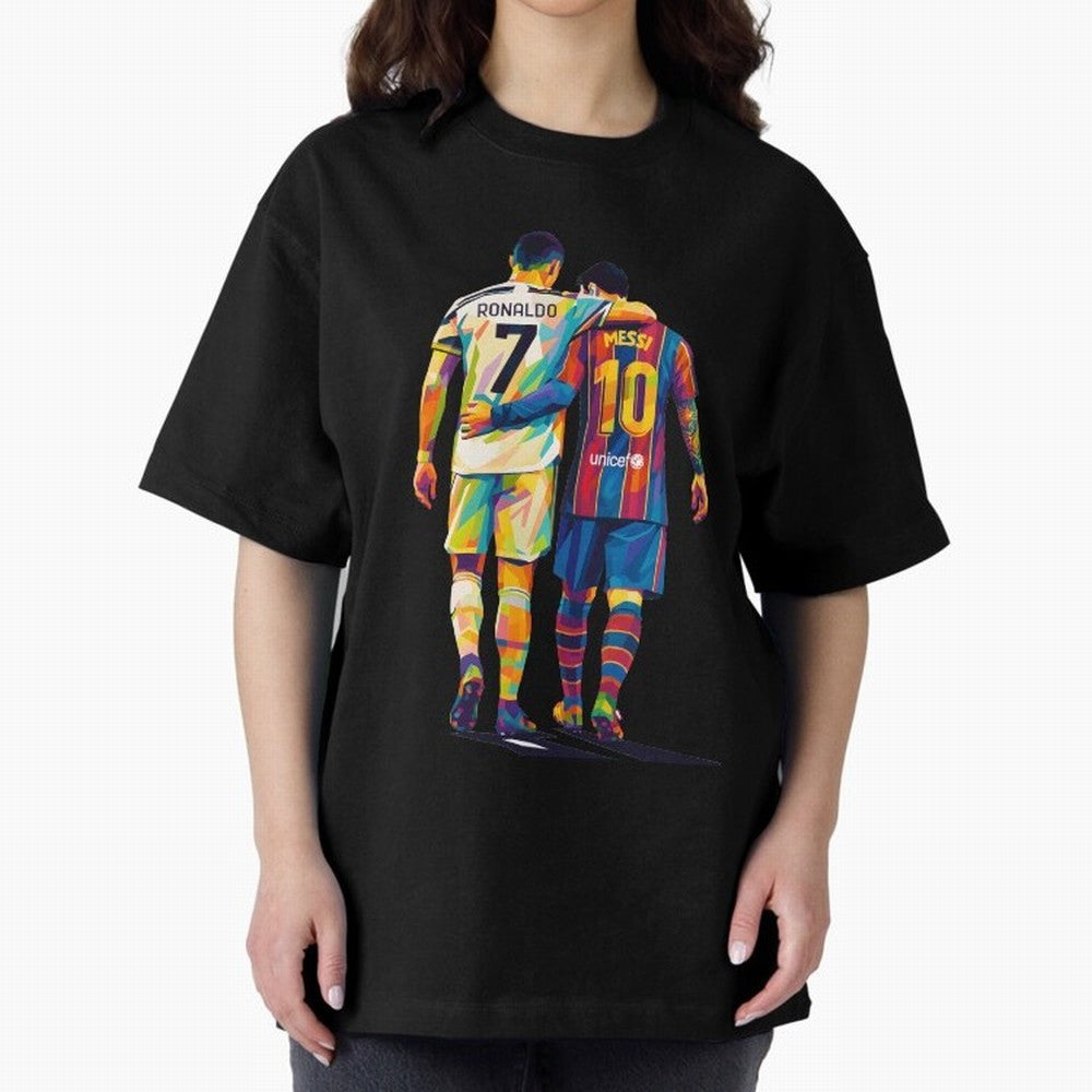 Cristiano Ronaldo & Messi Oversized T-Shirt Unlock Global Football Passion for FIFA World Cup 2026, Connected to Haaland, England, France and Netherlands, Champion Mindset, Group Stage Buzz, Knockout Tension and Passionate Fan Culture; Created for