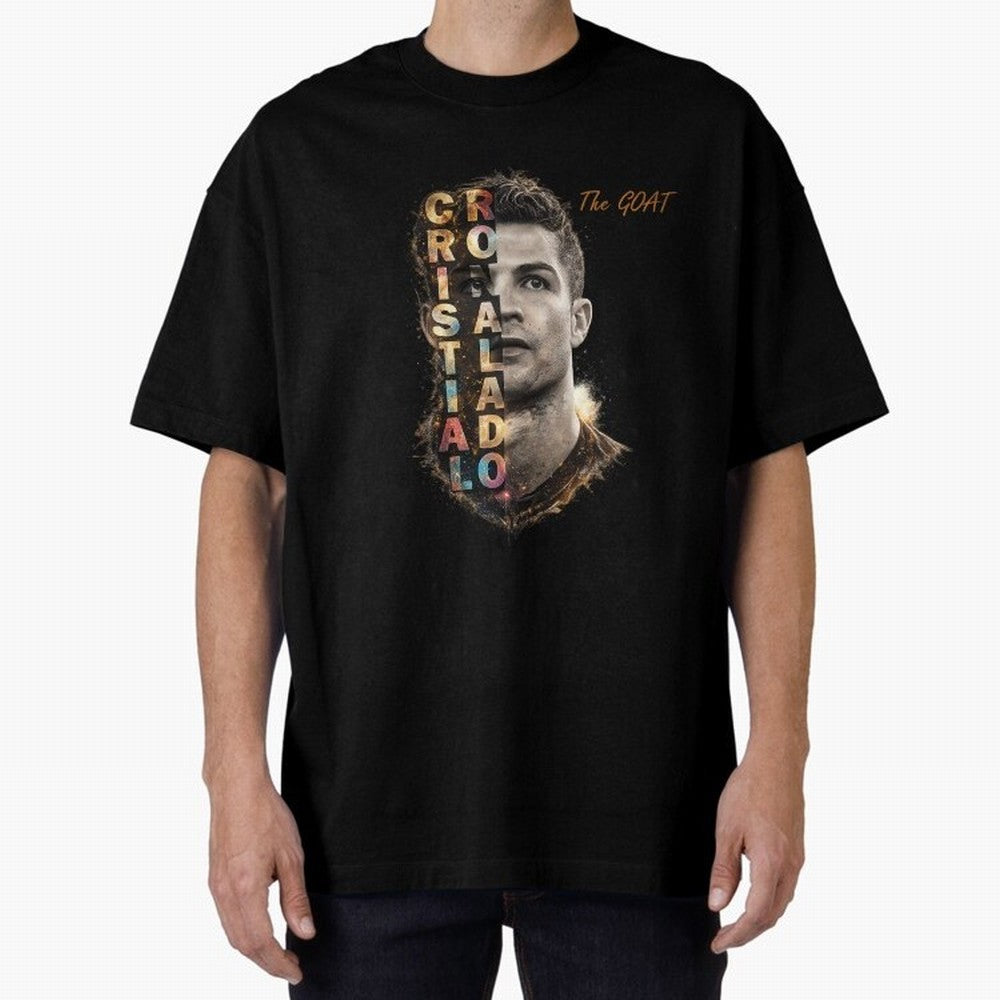 Cristiano Ronaldo Multicolor GOAT Oversized T-Shirt Bring International Match Energy to FIFA World Cup 2026 USA Canada Mexico Spirit, Centered on Brazil, Cristiano Ronaldo, Haaland and CR7, Supporter Pride, Iconic Celebrations, Legendary Names and
