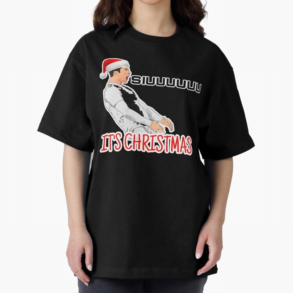 Siuuu it¡¯s Christmas CR7 funny Oversized T-Shirt Cheer for Match Day Hype around FIFA World Cup 2026, CR7, Argentina and Brazil, Supporter Pride, Iconic Celebrations, Legendary Names and Global Match Day Energy; Made for Collectors Who Enjoy