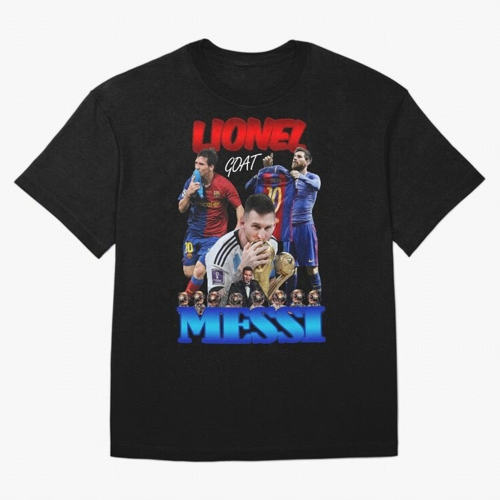 Lionel Messi GOAT: Barcelona & Argentina Oversized T-Shirt Share the FIFA World Cup 2026 Journey through Mbappe Highlights, Portugal Pride, Tournament Hype, Historic Matchups, Family Viewing Parties and Global Sports Pride; Ideal for Fans Who