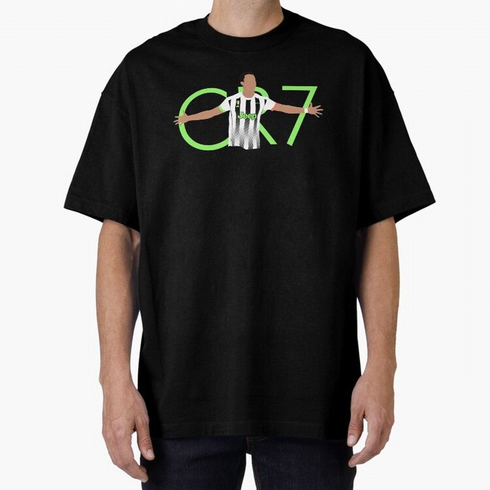 CR7 Oversized T-Shirt Bring a Vintage Feel to Global Football Passion for FIFA World Cup 2026, Celebrating Haaland and Mbappe, Brazil, Vintage Soccer Flavor, Modern Football Stars, National Flags and Final Night Emotion; Great for Watch Parties,
