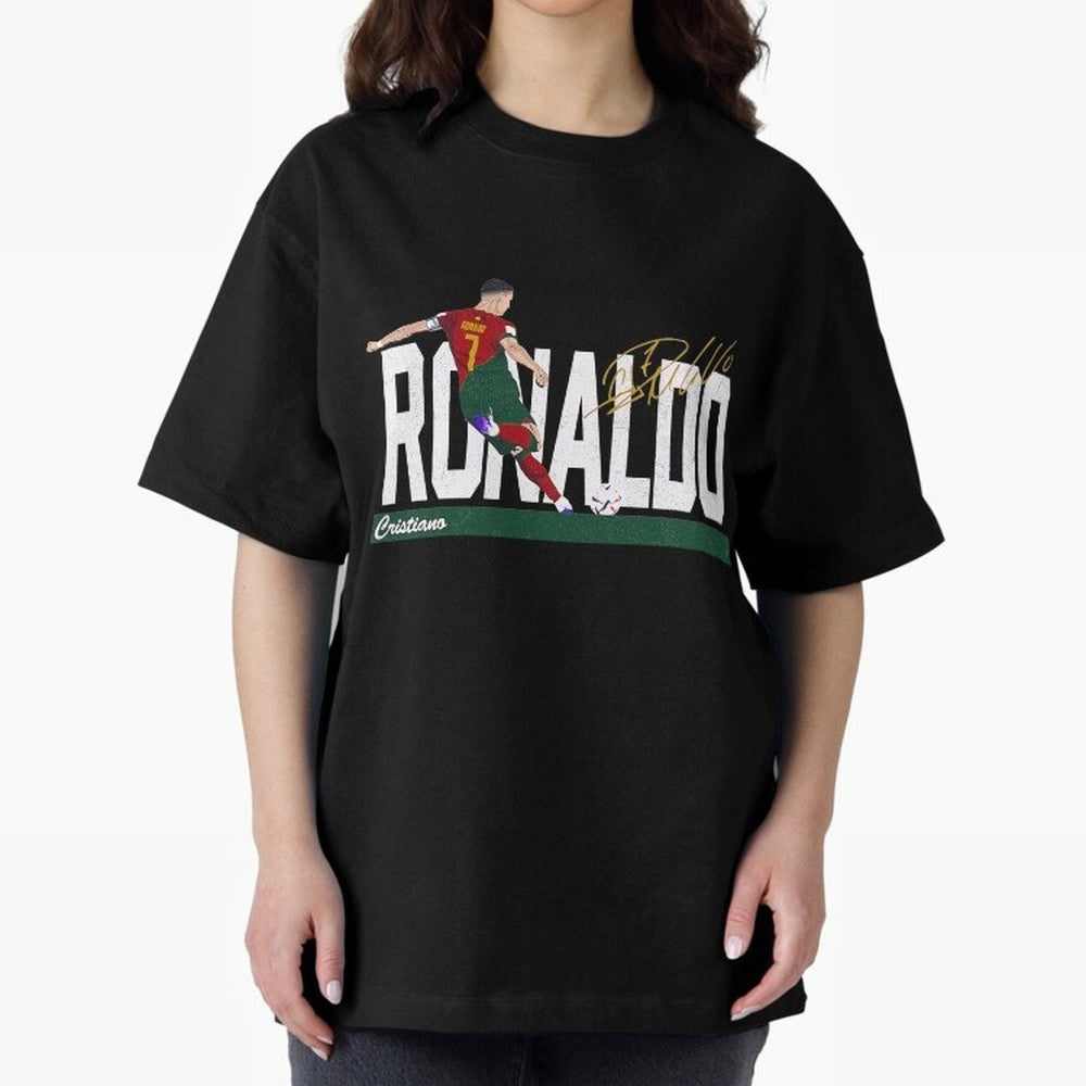 Cristiano Ronaldo Portugal Jersey -Last World Cup 2 Vintage Style Oversized T-Shirt Bring World Football Passion into FIFA World Cup 2026 for Fans of CR7 and Messi and Portugal, Bringing Goal Celebration Energy, Supporter Heritage, Football Icons