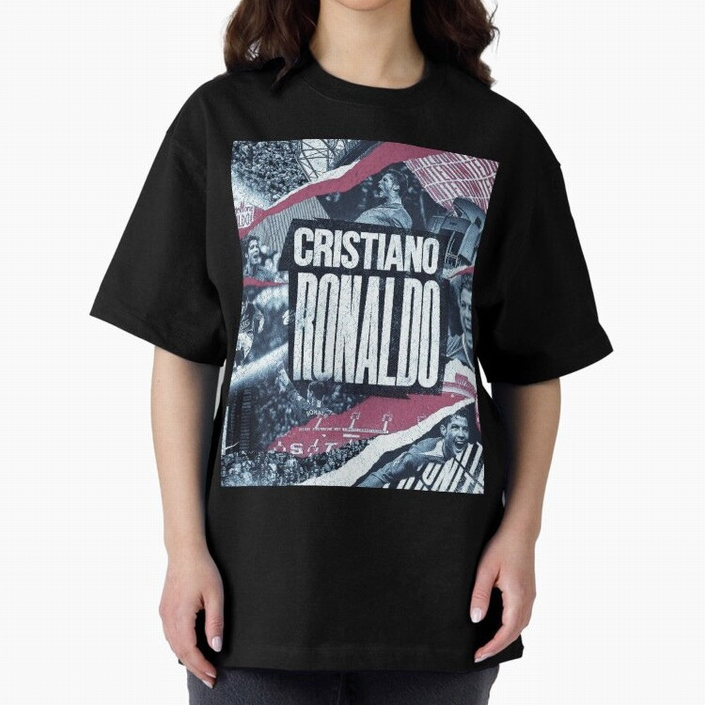 Cristiano Ronaldo Oversized T-Shirt Relive FIFA World Cup 2026 Group Stage Featuring Neymar, Haaland and Cristiano Ronaldo, France Energy, Championship Spirit, Famous Goals, Roaring Crowds and International Football Unity; Great for Supporters Who