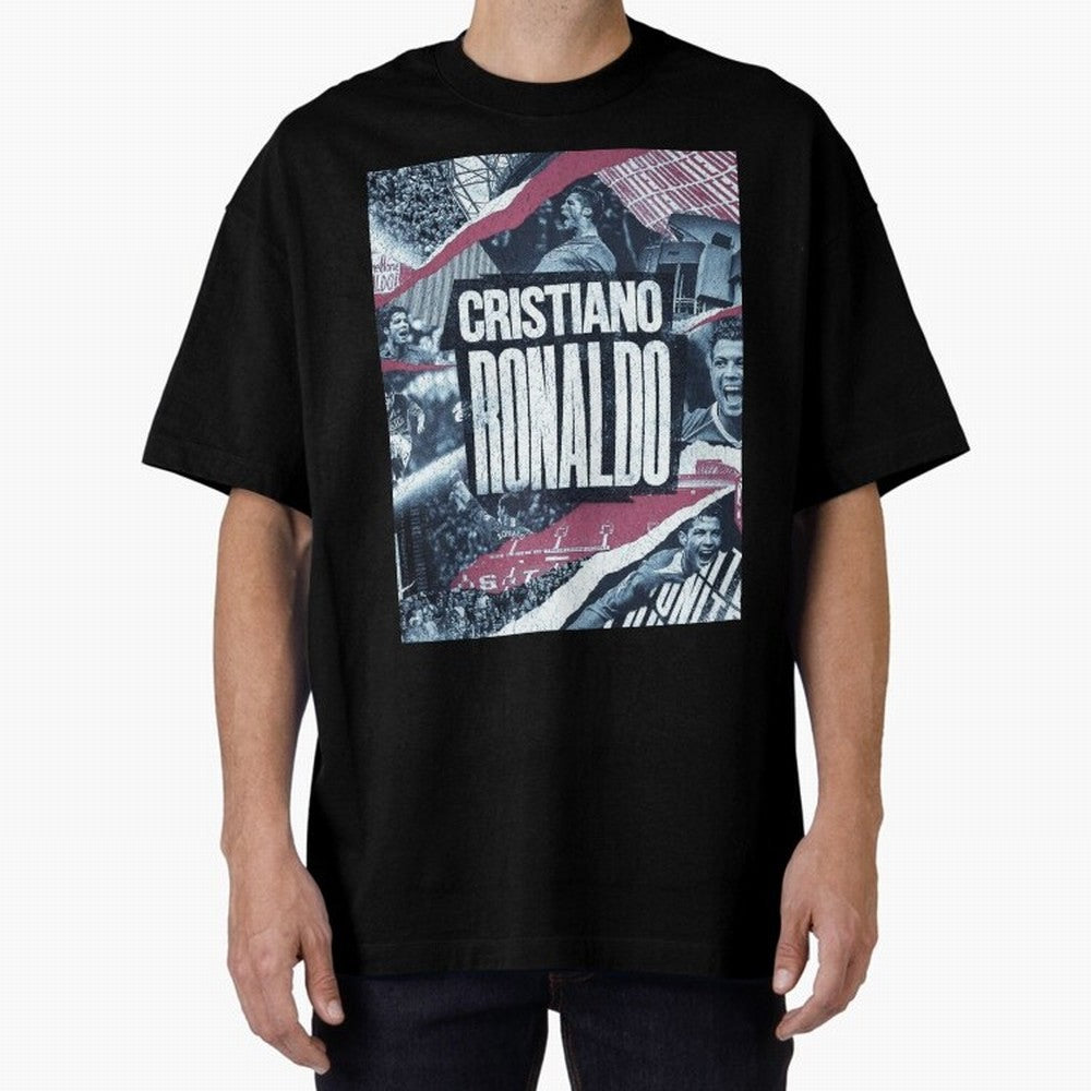 Cristiano Ronaldo Oversized T-Shirt Relive FIFA World Cup 2026 Group Stage Featuring Neymar, Haaland and Cristiano Ronaldo, France Energy, Championship Spirit, Famous Goals, Roaring Crowds and International Football Unity; Great for Supporters Who