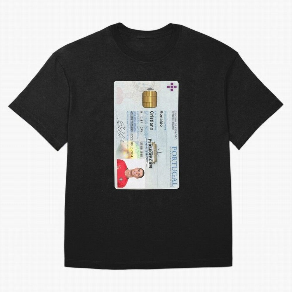 Cristiano Ronaldo CARD ID Oversized T-Shirt Bring International Match Energy to FIFA World Cup 2026 for Fans of CR7 and Argentina, Bringing Vintage Soccer Flavor, Modern Football Stars, National Flags and Final Night Emotion; Created for Match Day
