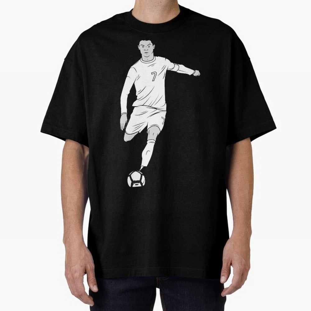 Cristiano Ronaldo Oversized T-Shirt Celebrate Soccer Greatness during Match Day Hype around FIFA World Cup 2026 USA Canada Mexico, Messi and Cristiano Ronaldo, Argentina, France and Brazil, Championship Spirit, Famous Goals, Roaring Crowds and