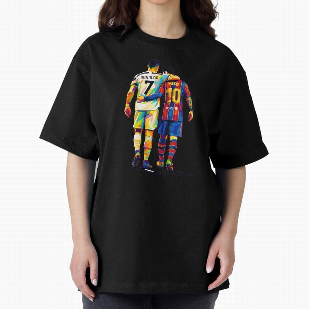 Cristiano Ronaldo And Messi Wpap Art Oversized T-Shirt Bring a Vintage Feel to Match Day Hype around FIFA World Cup 2026, CR7, Germany, Worldwide Fan Energy, Dramatic Goals, Stadium Lights and Championship Celebrations; Made for Die Hard