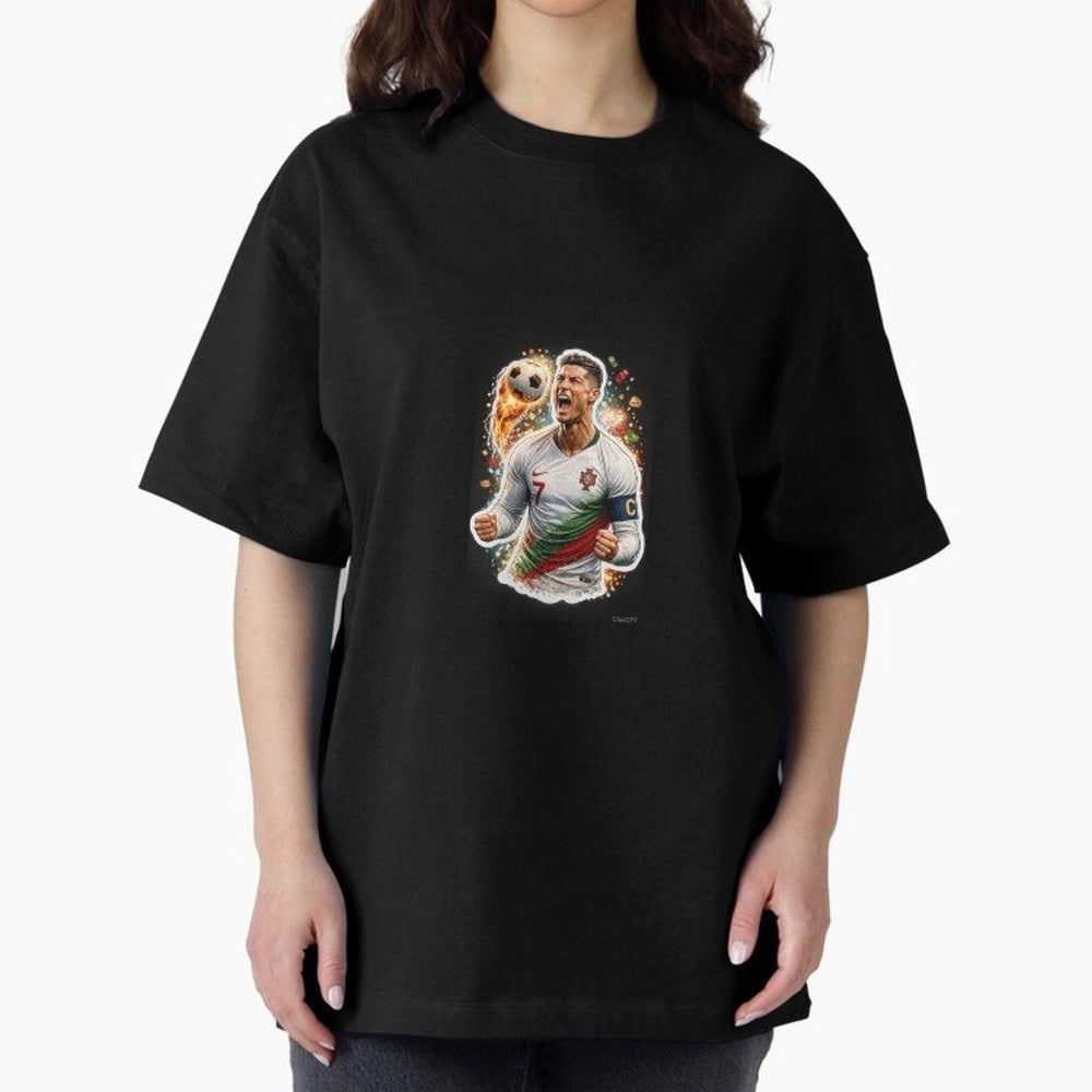 Ronaldo Winning Moment Oversized T-Shirt Bring Home the FIFA World Cup 2026 Journey through Mbappe Highlights, Germany Pride, Retro Football Energy, Iconic Rivalries, Trophy Chase Drama and Stadium Atmosphere; Perfect for Fans, Collectors, Family
