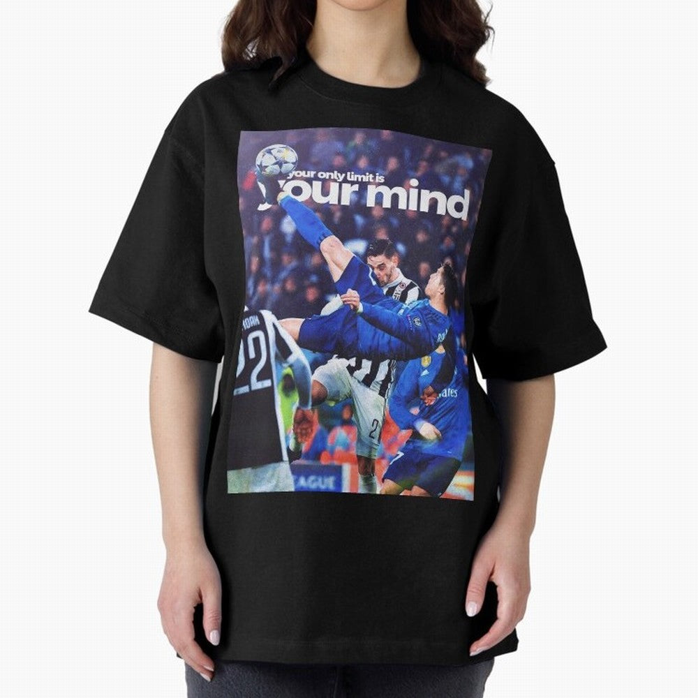 Cristiano Ronaldo - Your only limit is your mind Oversized T-Shirt Fuel Global Football Passion for FIFA World Cup 2026 Group Stage, with Messi, England, France and Netherlands, Vintage Soccer Flavor, Modern Football Stars, National Flags and Final