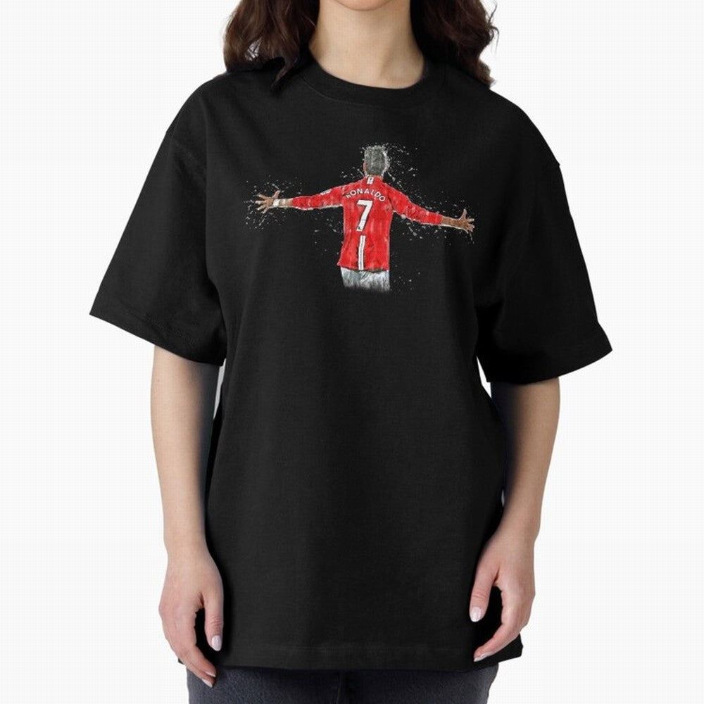 Cristiano Ronaldo in watercolor Oversized T-Shirt Fuel Your Fan Pride for Global Football Passion for FIFA World Cup 2026 USA Canada Mexico, Made for Haaland, Portugal, Fan Favorite Moments, National Team Passion, Big Match Drama and Soccer