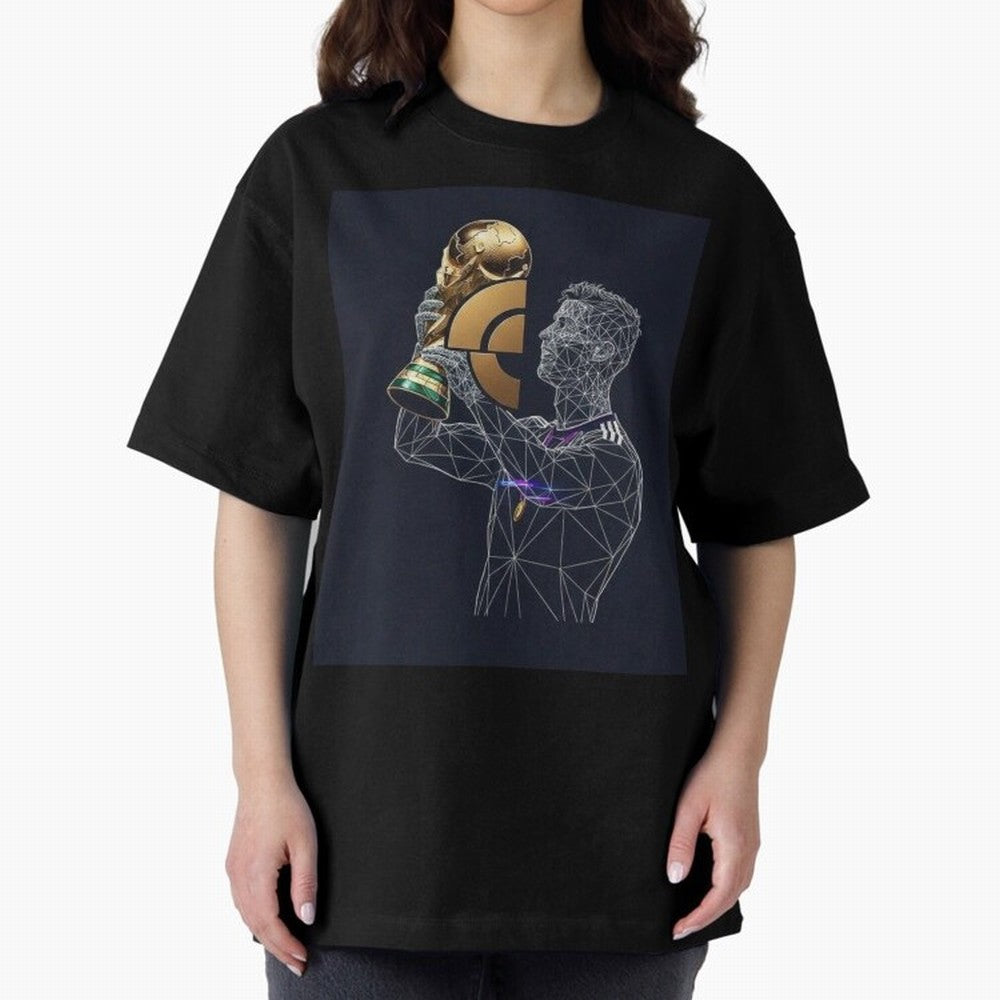 Digital Football Oversized T-Shirt Experience the FIFA World Cup 2026 Group Stage Journey through Messi and Cristiano Ronaldo Highlights, Argentina and Brazil Pride, Soccer Culture, Superstar Moments, National Team Dreams and Competitive Fire;