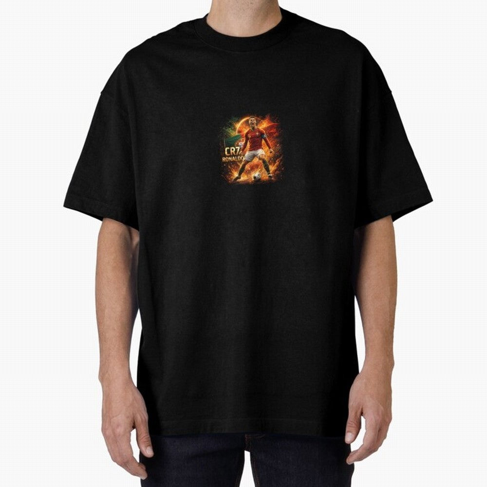 Cristiano Ronaldo Football Legend Artwork Oversized T-Shirt Relive the Noise and Pride of Global Football Passion for FIFA World Cup 2026 USA Canada Mexico, Made for Cristiano Ronaldo, Haaland and CR7, Netherlands, Stadium Memories, Football
