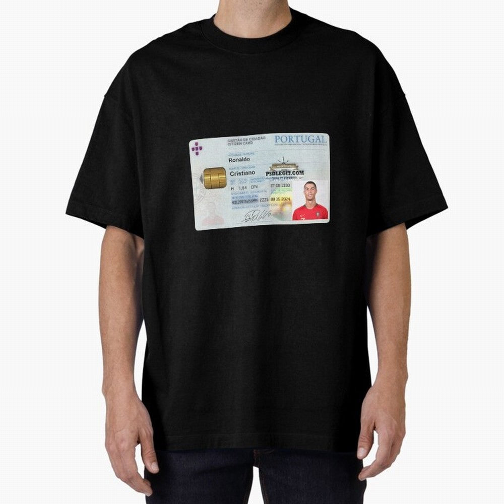 Cristiano Ronaldo CARD ID Oversized T-Shirt Show Championship Spirit for Match Day Hype around FIFA World Cup 2026, Cristiano Ronaldo, Argentina, Goal Celebration Energy, Supporter Heritage, Football Icons and Worldwide Tournament Joy; Ideal for