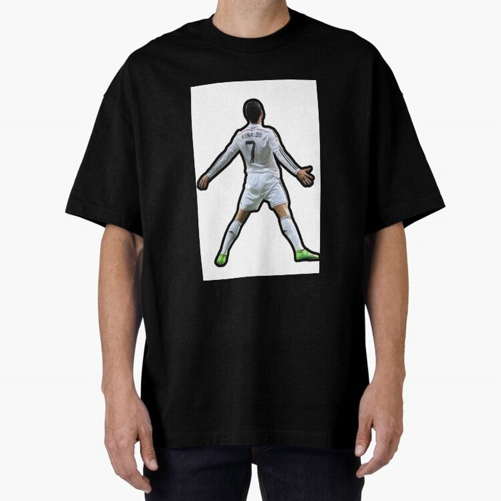 Cristiano Ronaldo Suii Sticker Oversized T-Shirt Show Championship Spirit for FIFA World Cup 2026 for Fans of Messi, CR7 and Mbappe and Brazil, Bringing Sports Nostalgia, International Competition, Famous Players and Unforgettable Victories;