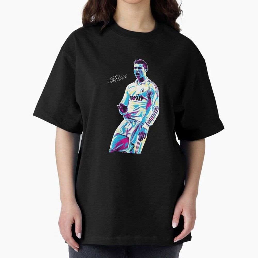 Cristiano Ronaldo Oversized T-Shirt Honor Champions and Dreams in the FIFA World Cup 2026 Journey through Haaland Highlights, Argentina and Brazil Pride, Vintage Soccer Flavor, Modern Football Stars, National Flags and Final Night Emotion; Built