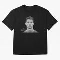 Cristiano Ronaldo T-Shirt Big Face Young Ronaldo - Black and White Oversized T-Shirt Support the Legends of FIFA World Cup 2026 Group Stage for Fans of Messi and Cristiano Ronaldo and England, France and Netherlands, Bringing Supporter Pride,