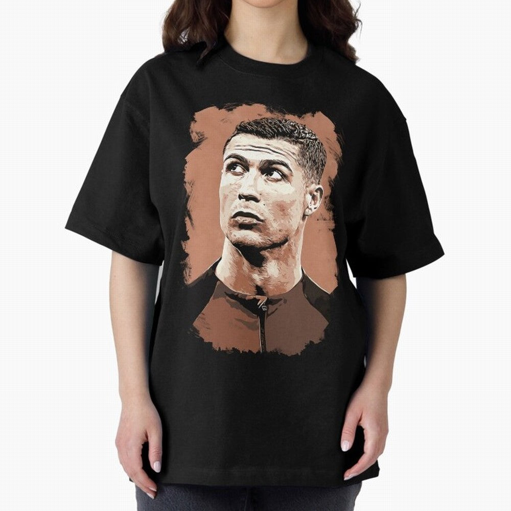 Cristiano Ronaldo Vexel Painting Oversized T-Shirt Build the FIFA World Cup 2026 Journey through Messi and Cristiano Ronaldo Highlights, England Pride, Football Passion, Legendary Performances, Festival Vibes and Supporter Community; Great for
