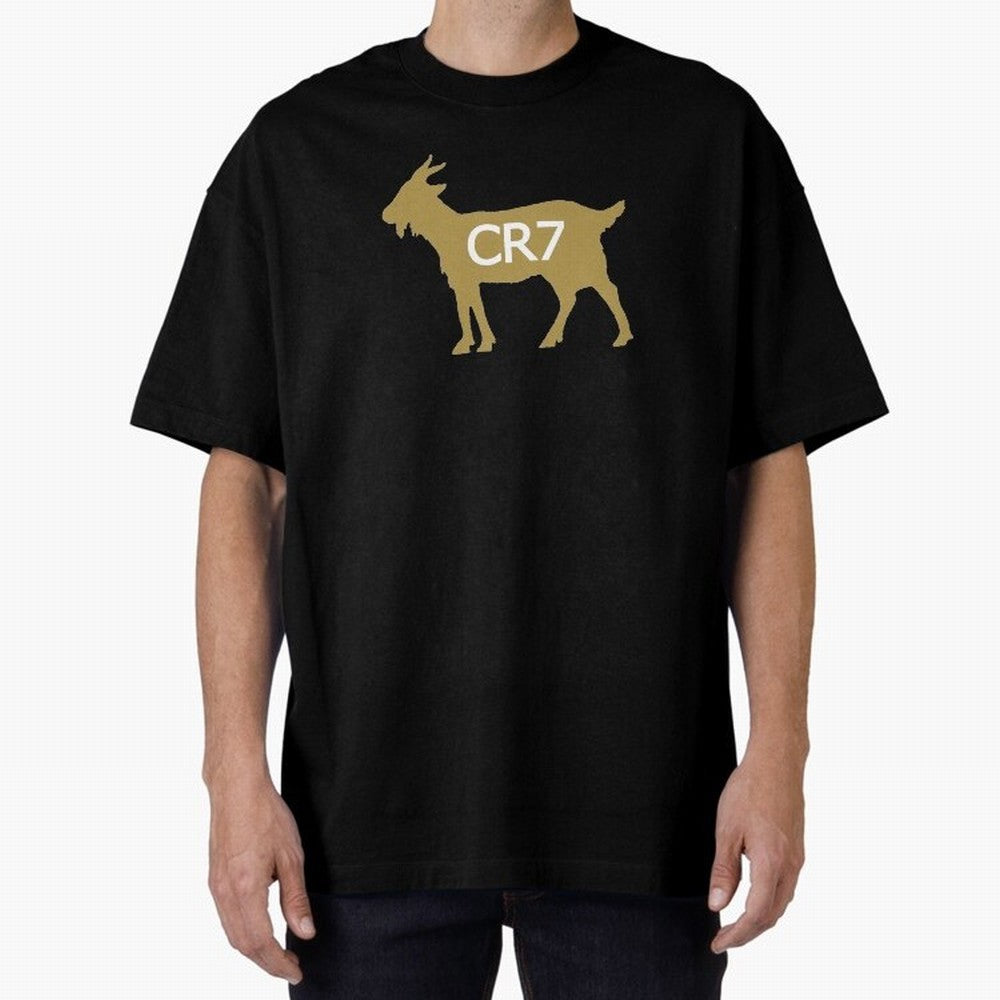 CR7 GOAT Gold B Oversized T-Shirt Bring Trophy Dreams to FIFA World Cup 2026 Filled with Neymar, Haaland and Cristiano Ronaldo, Spain Energy, Tournament Hype, Historic Matchups, Family Viewing Parties and Global Sports Pride; Built for Supporters