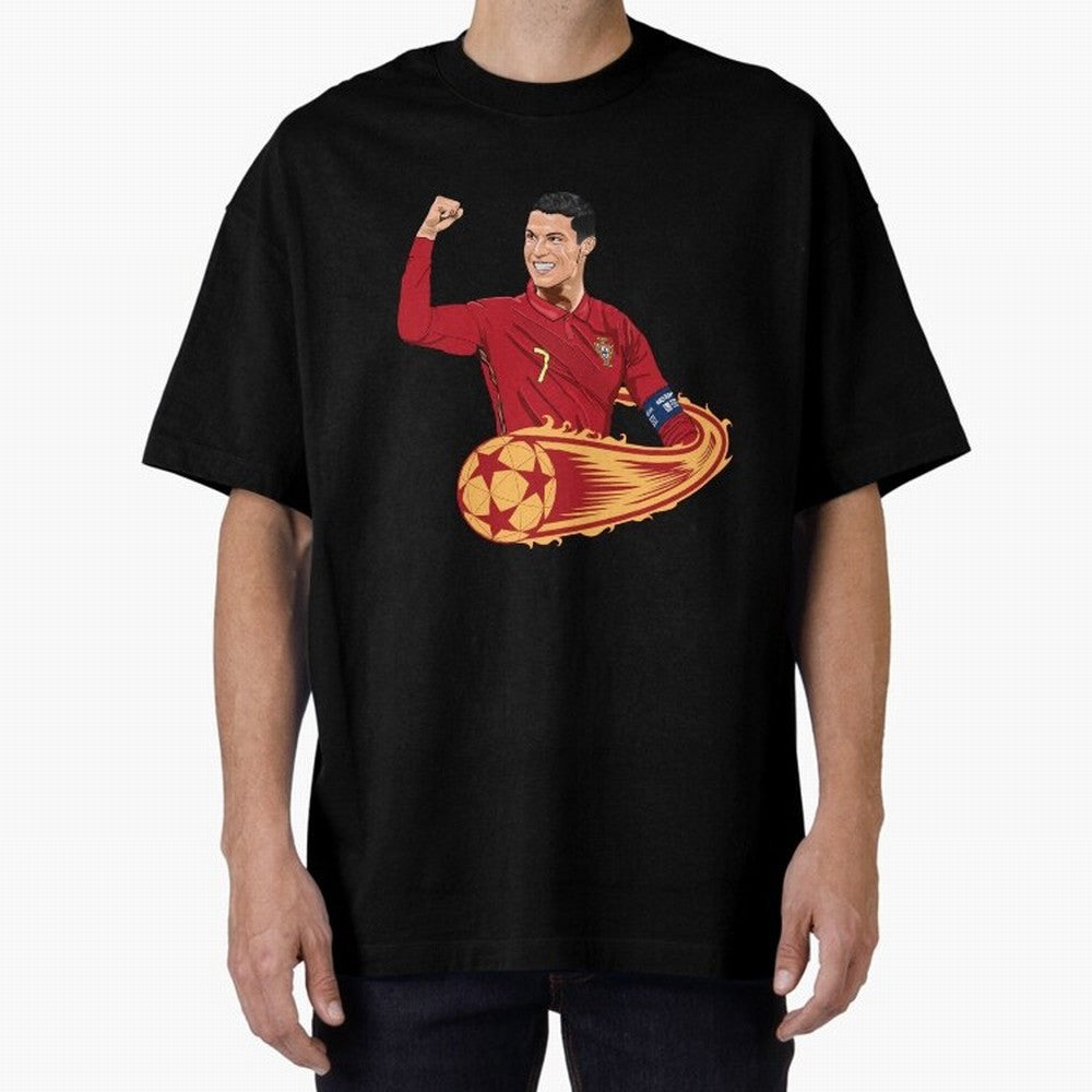 Cristiano Ronaldo drawing Oversized T-Shirt Bring a Champion Mindset to FIFA World Cup 2026 Group Stage for Fans of Mbappe and Neymar and Netherlands, Bringing Champion Mindset, Group Stage Buzz, Knockout Tension and Passionate Fan Culture; Perfect