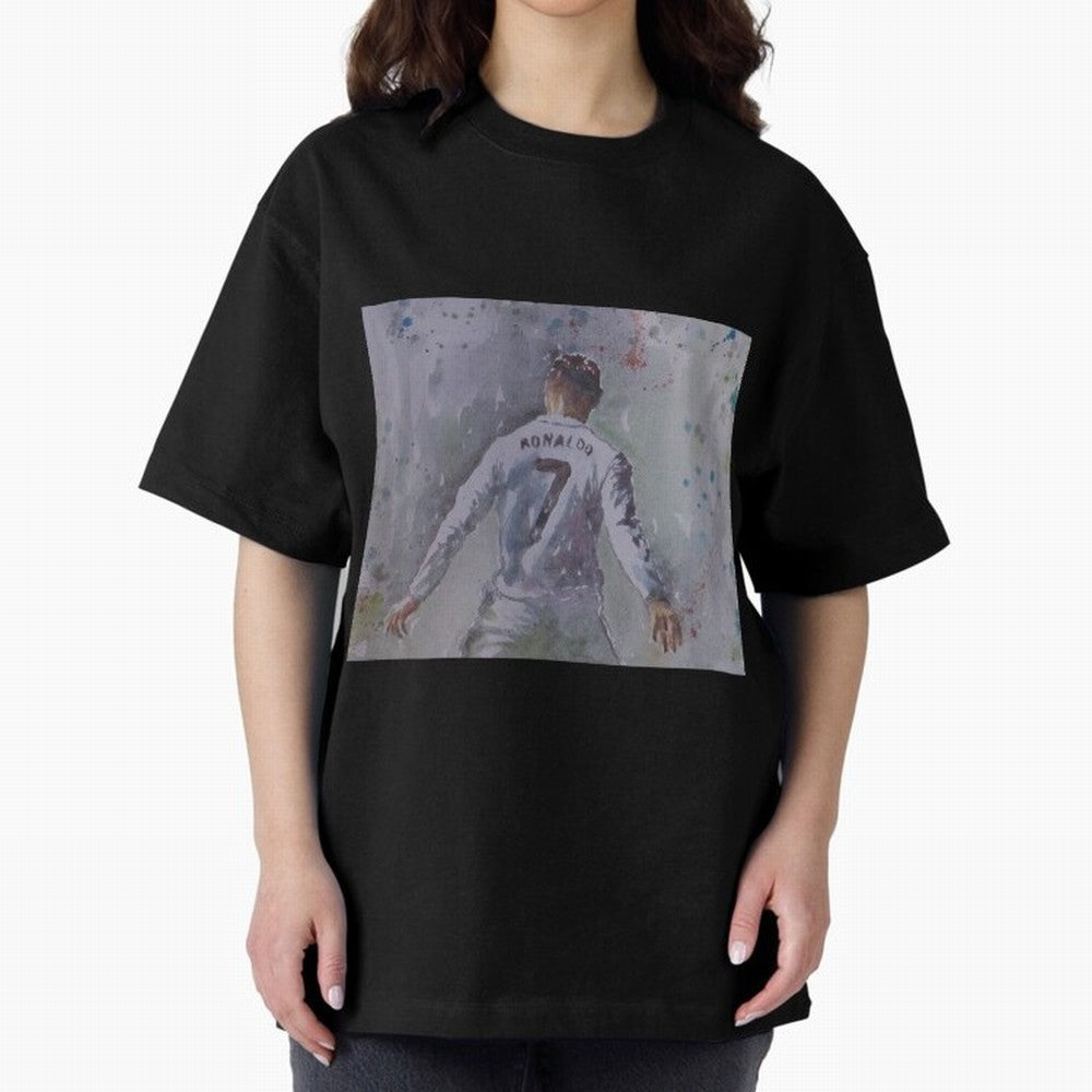 Cristiano Ronaldo - Portrait 2 Oversized T-Shirt Celebrate the Road through FIFA World Cup 2026 USA Canada Mexico for Fans of Messi and Cristiano Ronaldo and Germany, Bringing Match Day Excitement, Supporter Culture, Golden Goals and Global