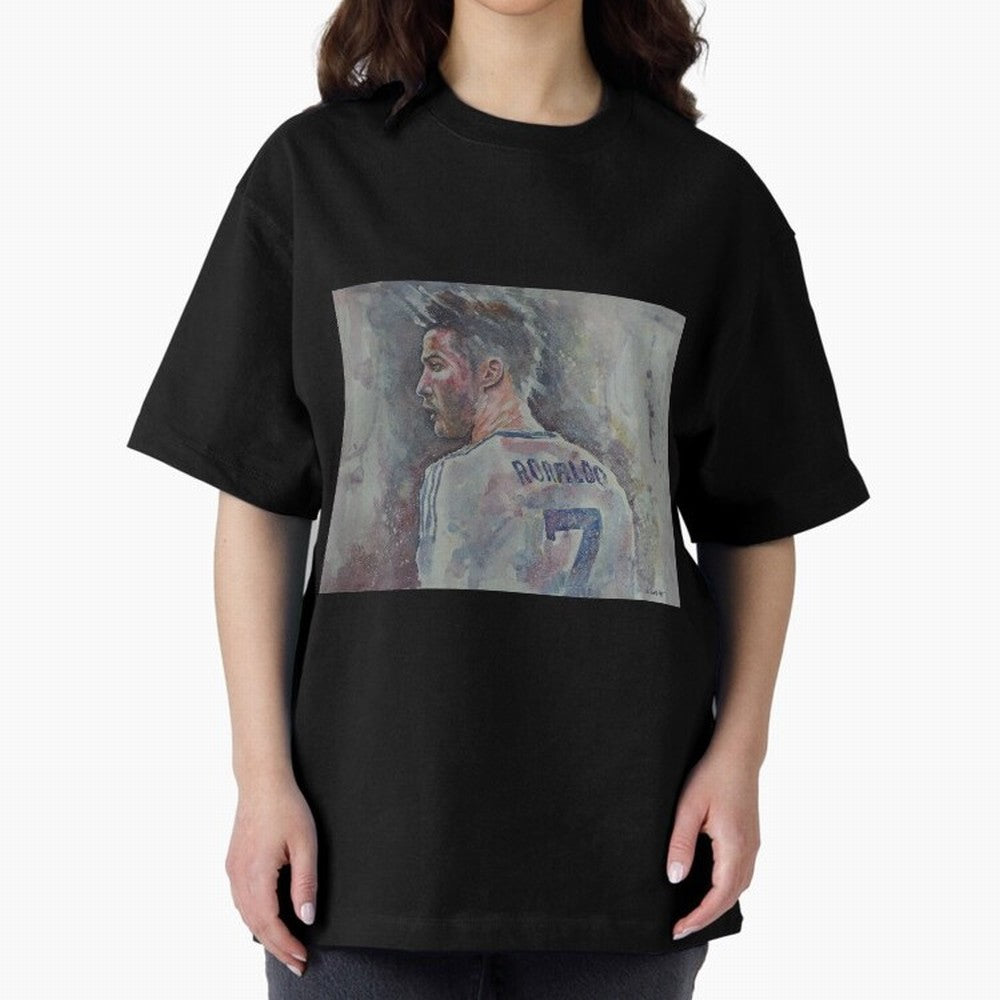 Cristiano Ronaldo - Portrait 1 Oversized T-Shirt Celebrate Unforgettable Nights in Global Football Passion for FIFA World Cup 2026, Capturing Mbappe, Argentina and Brazil, Stadium Chants, National Pride, Trophy Dreams and Unforgettable Football