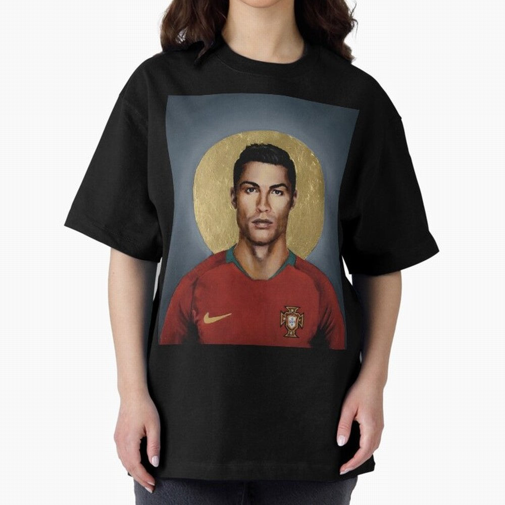 Cristiano Ronaldo CR7 Saint Portugal Football Legend Fan Art Oversized T-Shirt Honor Football Greatness during Match Day Hype around FIFA World Cup 2026 Group Stage, Cristiano Ronaldo, Haaland and CR7, Portugal, Spain and Germany, Champion Mindset,