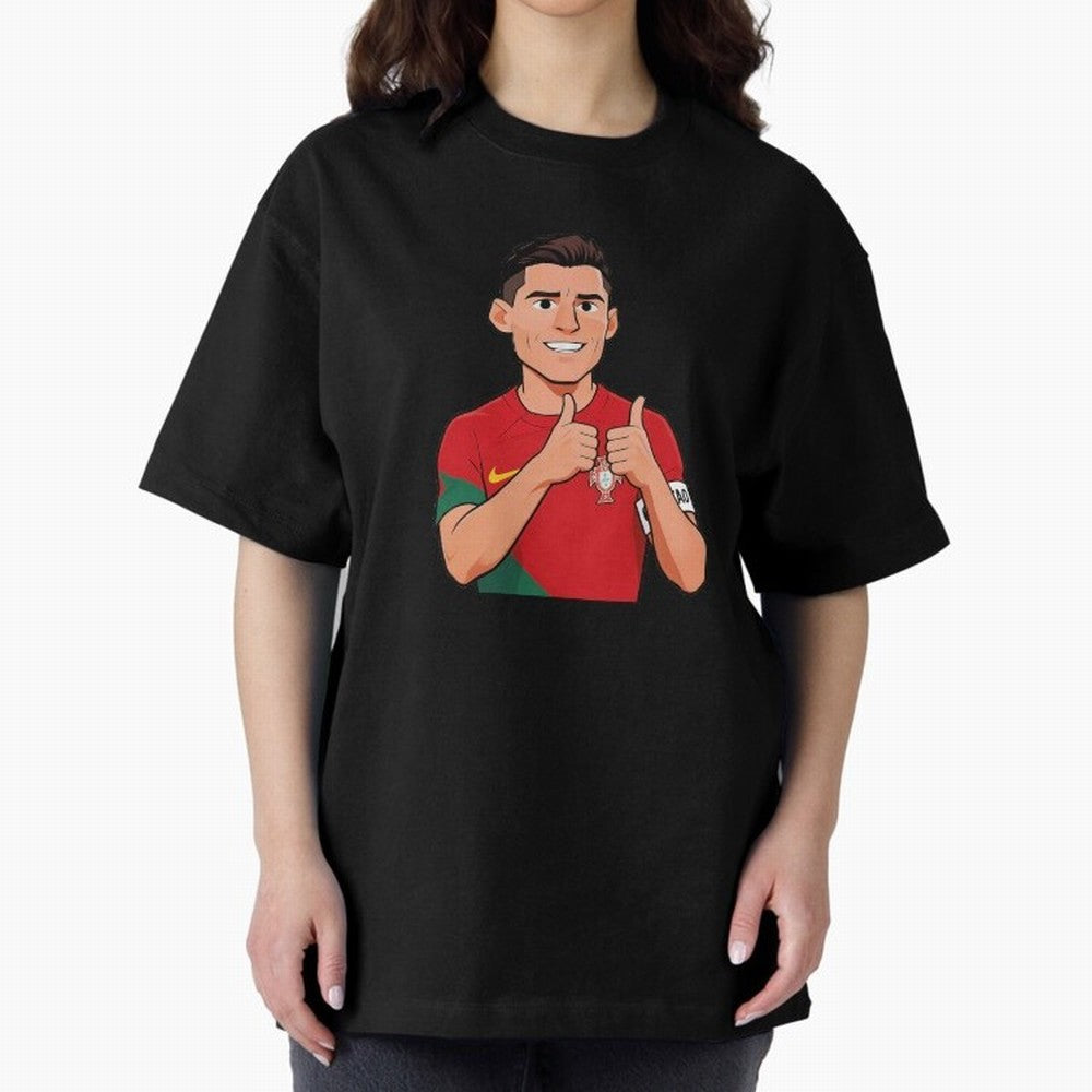 World CUP Cristiano Oversized T-Shirt Back the Journey through the FIFA World Cup 2026 Journey through Haaland Highlights, France and Portugal Pride, Football Festival Excitement, Trophy Ambitions, Country Rivalries and Star Player Buzz; Great for
