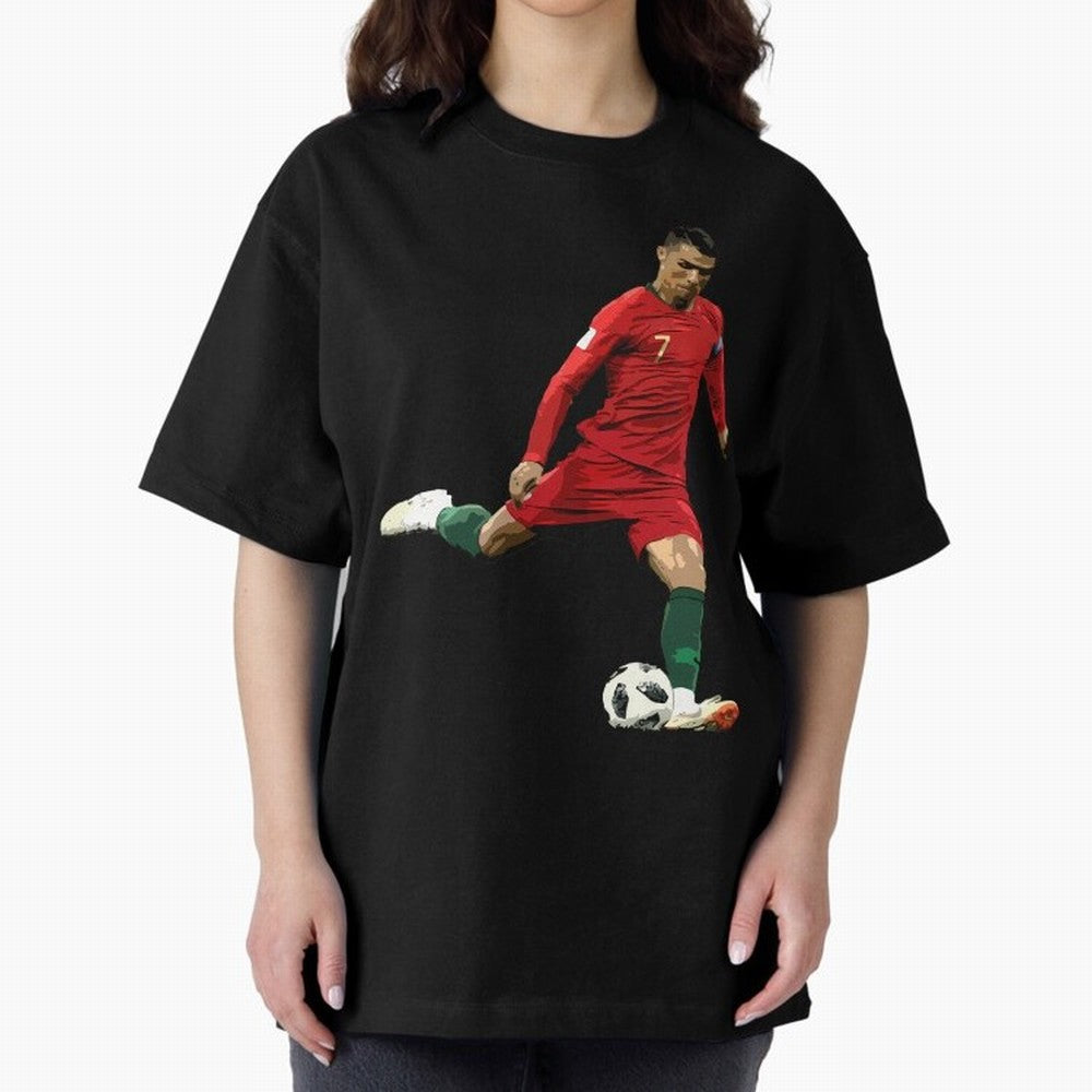 Cristiano Ronaldo Oversized T-Shirt Celebrate FIFA World Cup 2026 Spirit, with Portugal, Spain and Germany, Haaland, Game Day Rituals, Football Legends, Country Pride and the Road to the Final; Great for Watch Parties, Sports Bars, Family Nights,