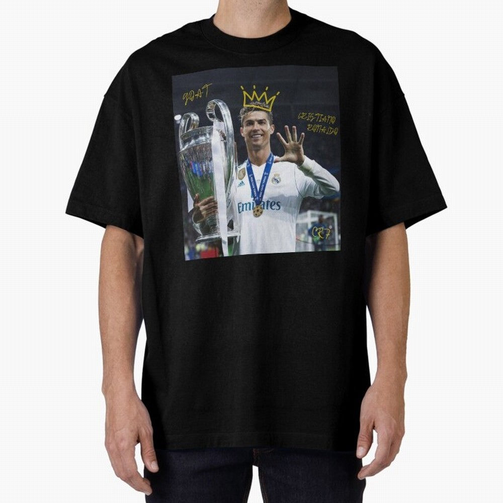 Cristiano Ronaldo- GOAT Oversized T-Shirt Celebrate Fan Culture around FIFA World Cup 2026 USA Canada Mexico for Fans of Cristiano Ronaldo and France, Bringing Match Day Excitement, Supporter Culture, Golden Goals and Global Football Passion;