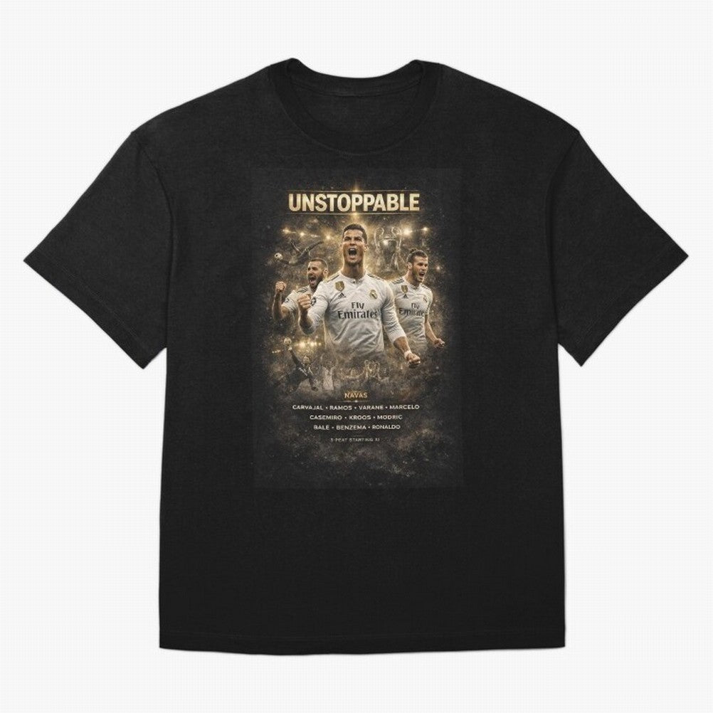Unstoppable - Real Madrid Oversized T-Shirt Show Fan Pride Across FIFA World Cup 2026 Group Stage for Fans of Cristiano Ronaldo, Haaland and CR7 and Germany, Bringing Stadium Chants, National Pride, Trophy Dreams and Unforgettable Football