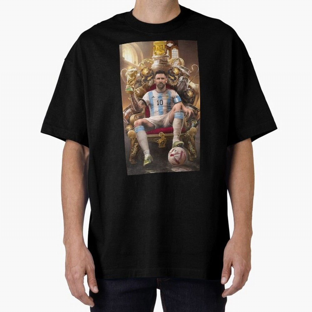 Lionel Messi Oversized T-Shirt Embrace Match Day Hype around FIFA World Cup 2026 USA Canada Mexico, Messi, Neymar and Mbappe, Portugal, Sports Nostalgia, International Competition, Famous Players and Unforgettable Victories; Made for Collectors Who