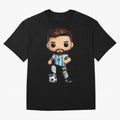 Lionel Messi Figurine Oversized T-Shirt Celebrate Unforgettable Nights in Global Football Passion for FIFA World Cup 2026 USA Canada Mexico, Centered on Messi and Cristiano Ronaldo, Argentina, Vintage Soccer Flavor, Modern Football Stars, National