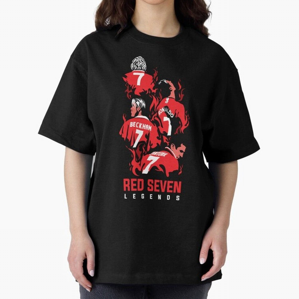 The Red Seven - Man Utd Oversized T-Shirt Keep the Match Day Mood of the FIFA World Cup 2026 USA Canada Mexico Journey through CR7 Highlights, England Pride, Classic Soccer Heritage, Championship Pressure, Fan Loyalty and International Pride;