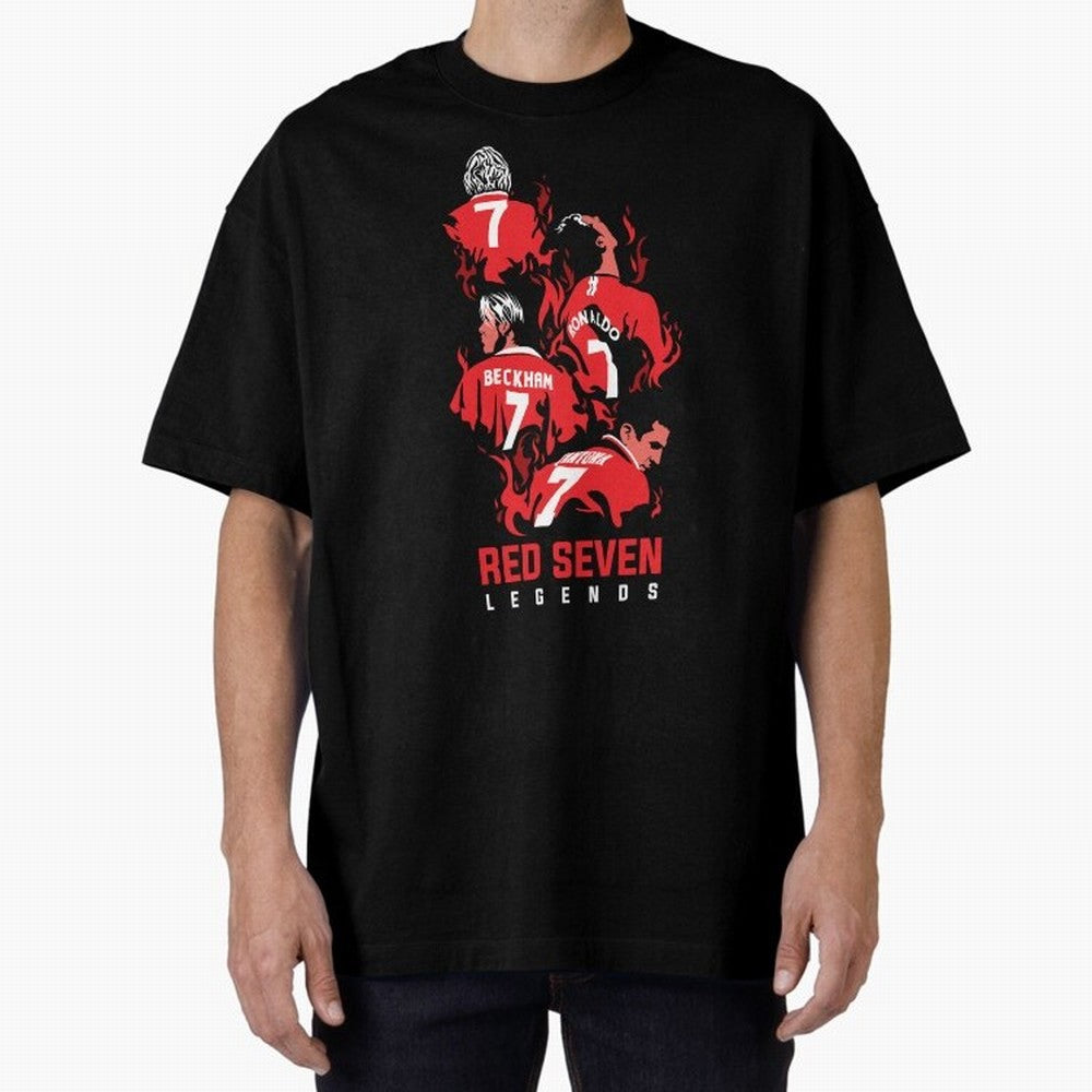The Red Seven - Man Utd Oversized T-Shirt Keep the Match Day Mood of the FIFA World Cup 2026 USA Canada Mexico Journey through CR7 Highlights, England Pride, Classic Soccer Heritage, Championship Pressure, Fan Loyalty and International Pride;