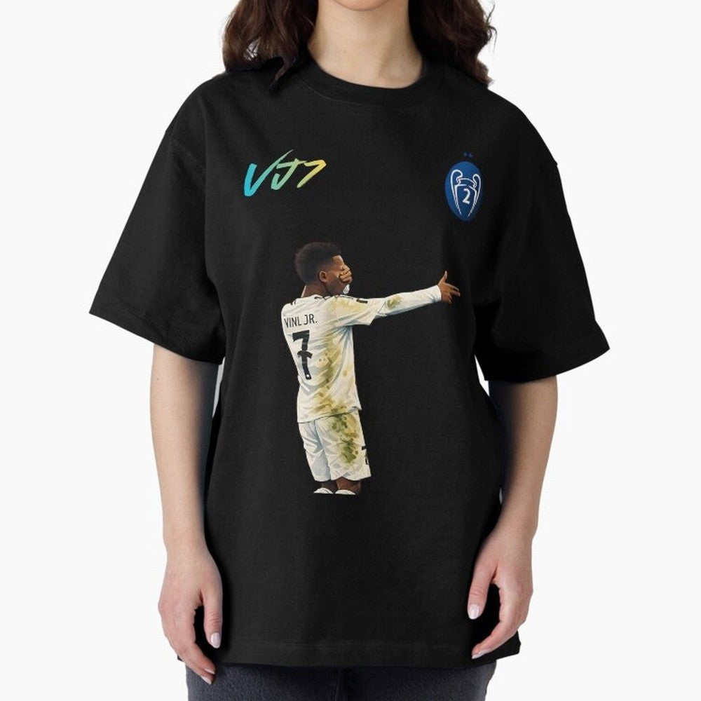 Vini Jr Oversized T-Shirt Embrace FIFA World Cup 2026 for Fans of Neymar, Haaland and Cristiano Ronaldo and Netherlands, Bringing Vintage Soccer Flavor, Modern Football Stars, National Flags and Final Night Emotion; Created for Match Day Parties,