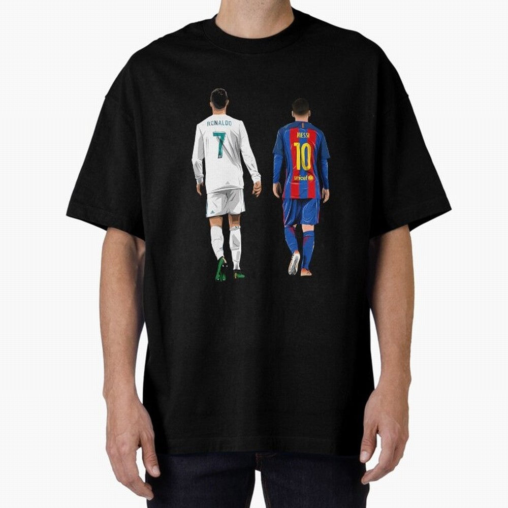 Cristiano Ronaldo And Messi Oversized T-Shirt Support Global Football Passion for FIFA World Cup 2026 USA Canada Mexico, Built around CR7 and Messi, England, France and Netherlands, Worldwide Fan Energy, Dramatic Goals, Stadium Lights and