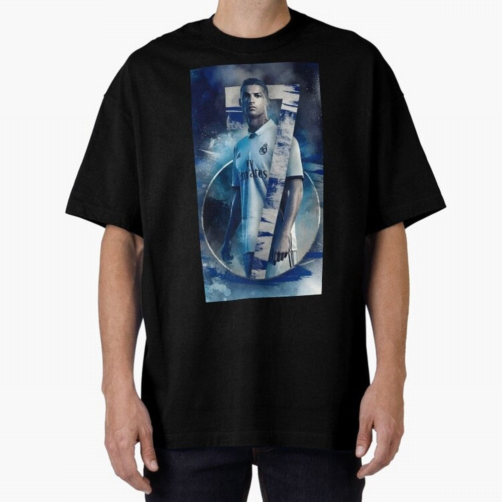 Cr7 art design wallpaper Oversized T-Shirt Represent Football Lovers during Global Football Passion for FIFA World Cup 2026, Capturing Messi, Brazil, Portugal and Argentina, Championship Spirit, Famous Goals, Roaring Crowds and International