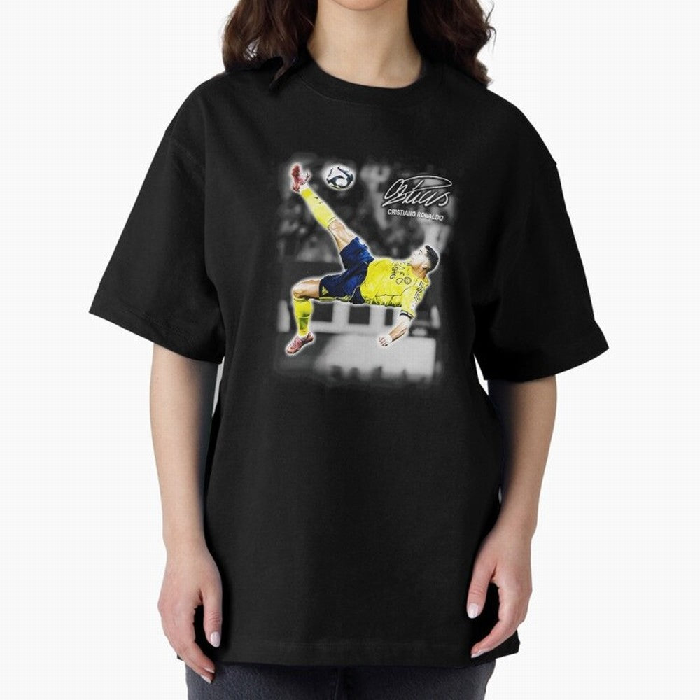 Cristiano Ronaldo Bicycle Kick Oversized T-Shirt Cheer for FIFA World Cup 2026 Capturing Messi and Cristiano Ronaldo, Portugal Energy, Fan Favorite Moments, National Team Passion, Big Match Drama and Soccer History; Great for Supporters Who Love