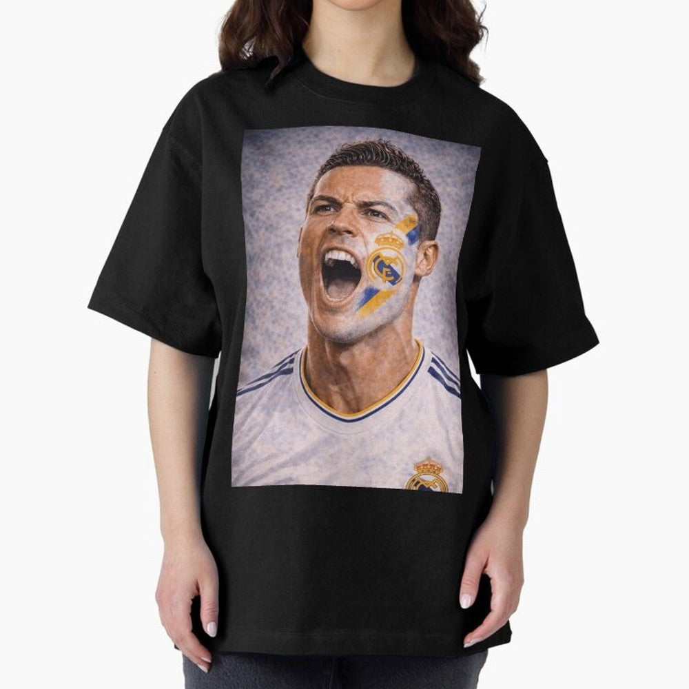 Cristiano Ronaldo ¡ª A Fan Portrait in Motion Oversized T-Shirt Relive FIFA World Cup 2026 Group Stage for Fans of Haaland and Mbappe and Brazil, Portugal and Argentina, Bringing Supporter Pride, Iconic Celebrations, Legendary Names and Global