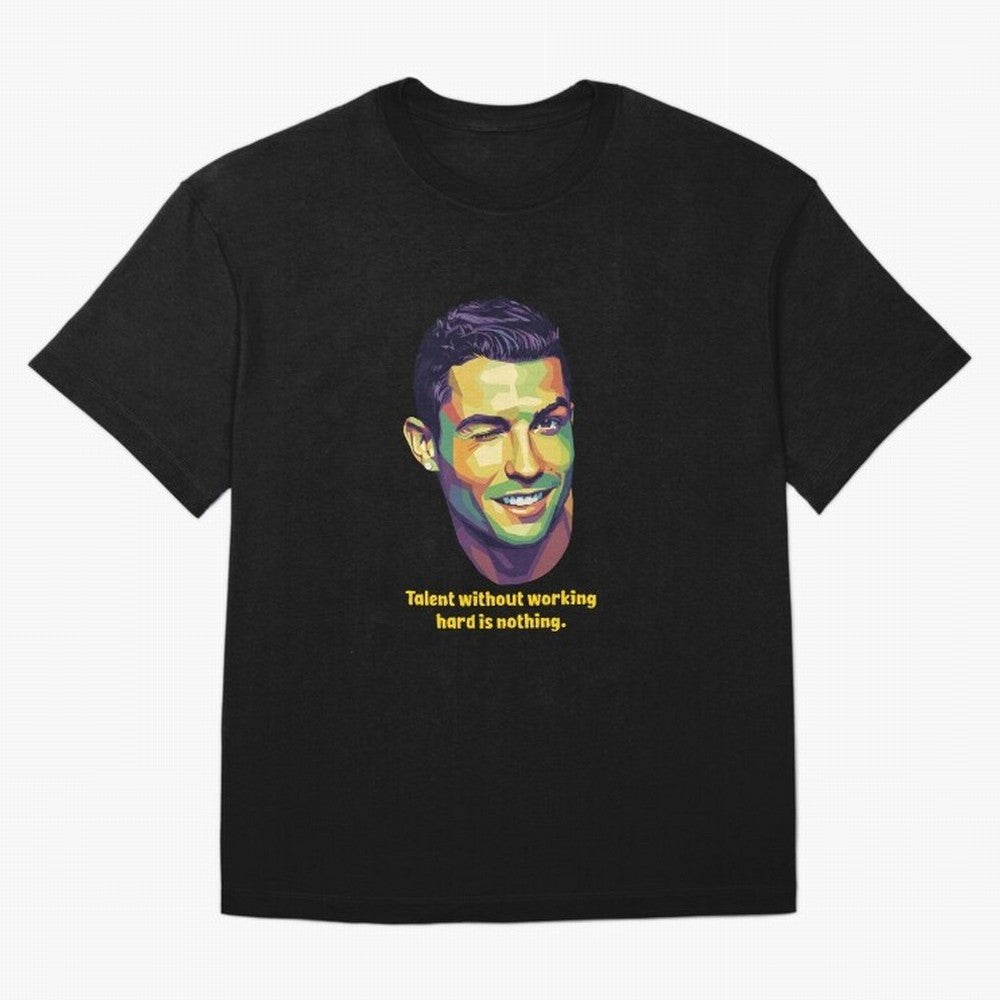 Cristiano Ronaldo Quotes Oversized T-Shirt Show Match Day Excitement for the FIFA World Cup 2026 Group Stage Journey through Messi, Neymar and Mbappe Highlights, Brazil, Portugal and Argentina Pride, Game Day Rituals, Football Legends, Country