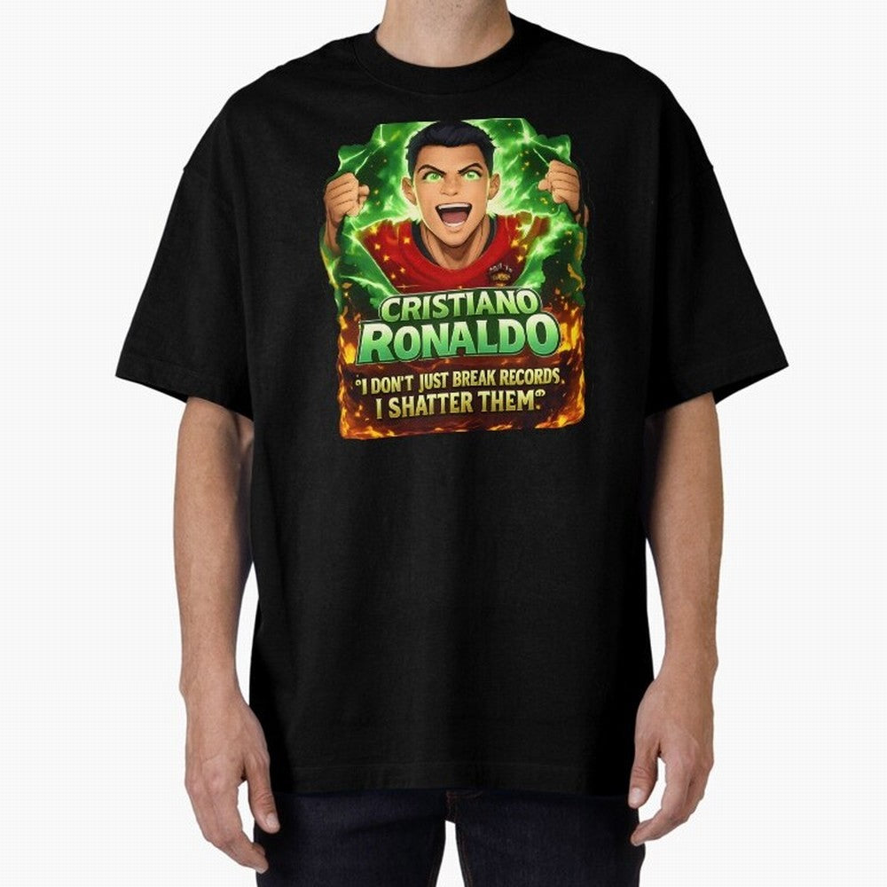 Cristiano Ronaldo Power Art Poster ¨C Legendary Football Motivation Design Oversized T-Shirt Bring Champion Energy into Global Football Passion for FIFA World Cup 2026, Connected to Haaland and Mbappe, Netherlands, Stadium Chants, National Pride,
