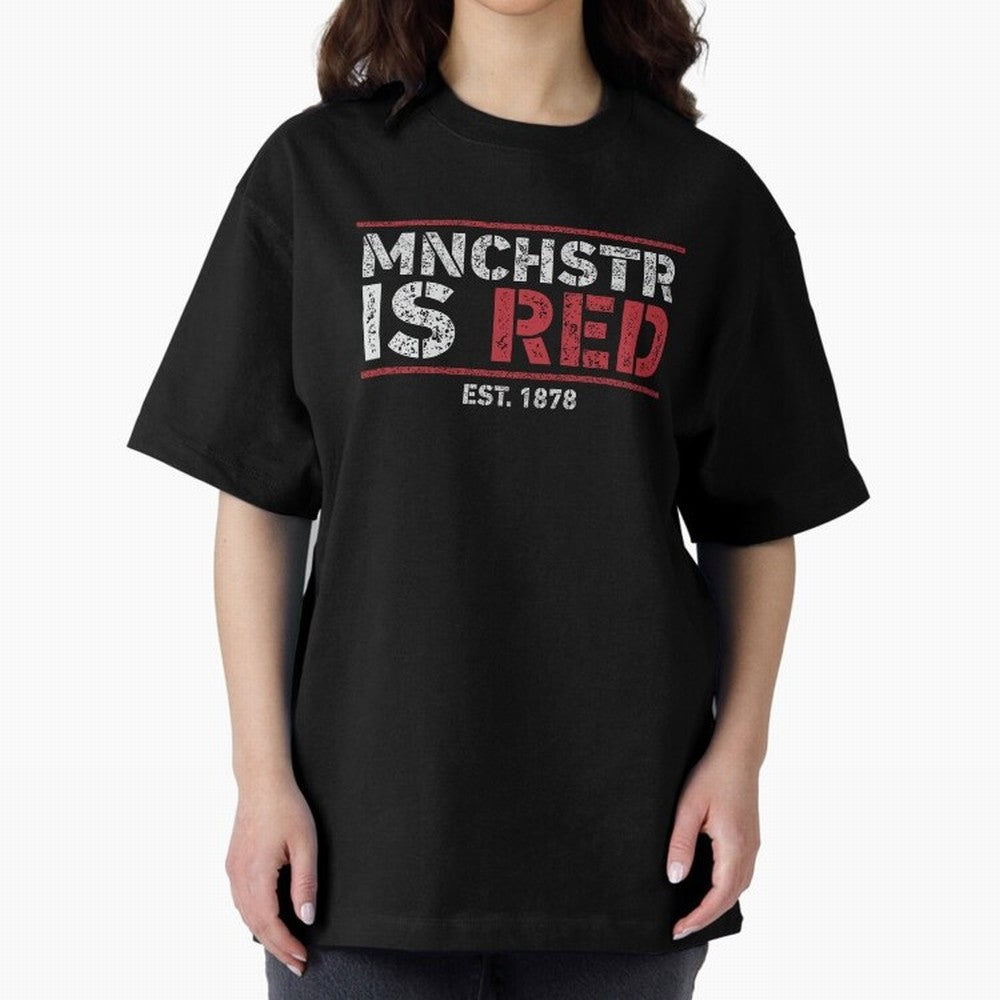 Manchester Is Red Oversized T-Shirt Show Fan Pride Across FIFA World Cup 2026 Group Stage Spirit, Driven by Argentina, Messi, Sports Nostalgia, International Competition, Famous Players and Unforgettable Victories; Perfect for Fans, Collectors,