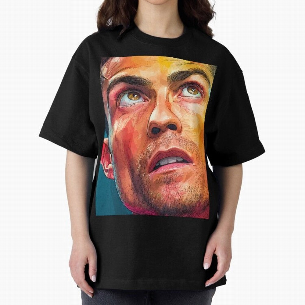 Cristiano Ronaldo Football Soccer Player Intense Color Portrait Oversized T-Shirt Bring Champion Energy into the FIFA World Cup 2026 USA Canada Mexico Journey through Mbappe Highlights, France Pride, Football Festival Excitement, Trophy Ambitions,