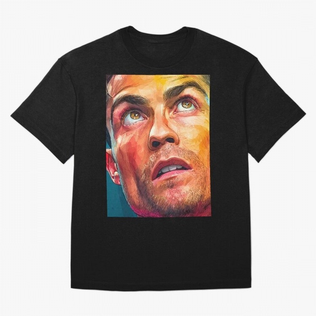 Cristiano Ronaldo Football Soccer Player Intense Color Portrait Oversized T-Shirt Bring Champion Energy into the FIFA World Cup 2026 USA Canada Mexico Journey through Mbappe Highlights, France Pride, Football Festival Excitement, Trophy Ambitions,