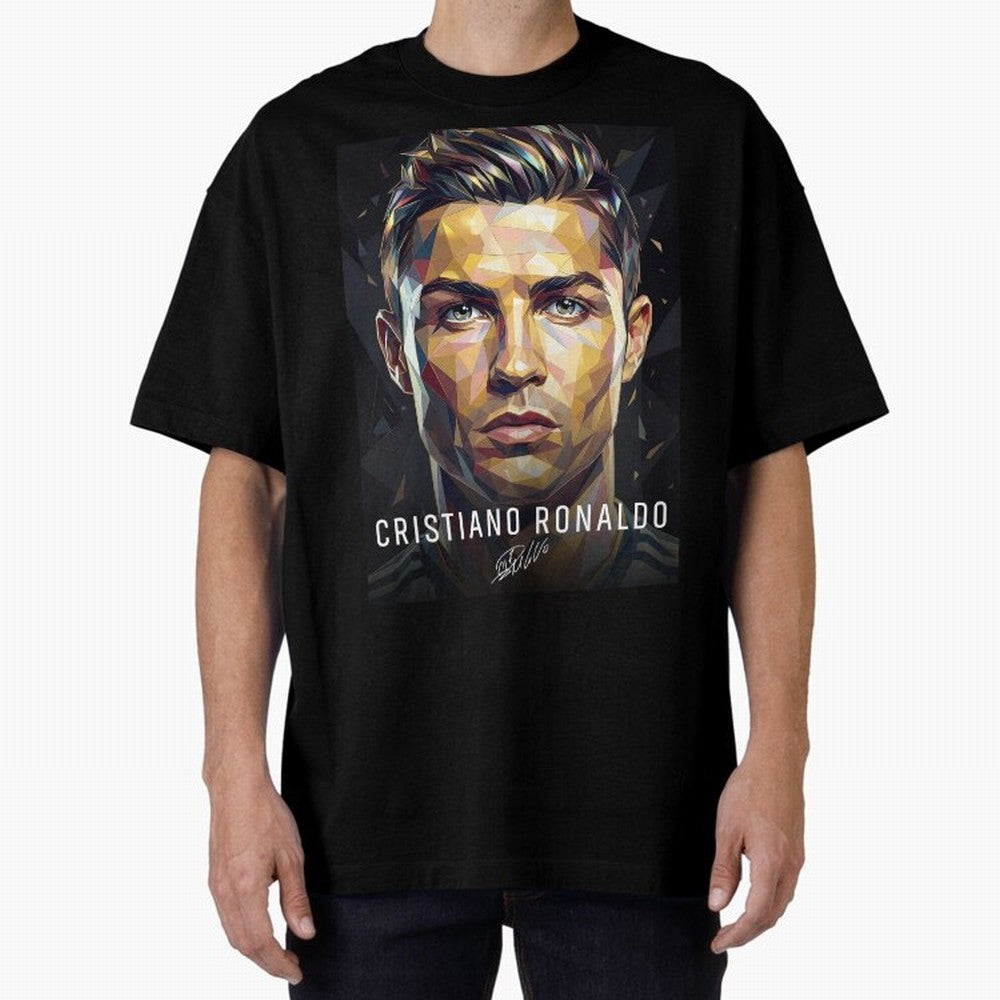 Cristiano Ronaldo Geometric Low Poly Soccer Legend Oversized T-Shirt Feel the Heartbeat of FIFA World Cup 2026 USA Canada Mexico Capturing Messi, Neymar and Mbappe, France Energy, Stadium Memories, Football Loyalty, International Chants and