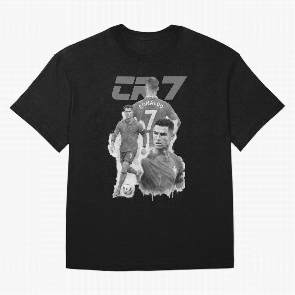 CR7 Cristiano Ronaldo illustration ink black white watercolour Oversized T-Shirt Relive the Noise and Pride of FIFA World Cup 2026 USA Canada Mexico Capturing Messi, Neymar and Mbappe, Portugal, Spain and Germany Energy, Match Day Excitement,