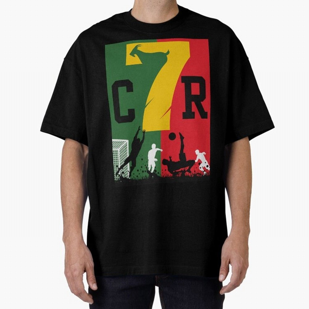 Portugal The Goat CR 7 World Cup 2026 Oversized T-Shirt Honor the FIFA World Cup 2026 USA Canada Mexico Journey through Haaland and Mbappe Highlights, France Pride, Goal Celebration Energy, Supporter Heritage, Football Icons and Worldwide