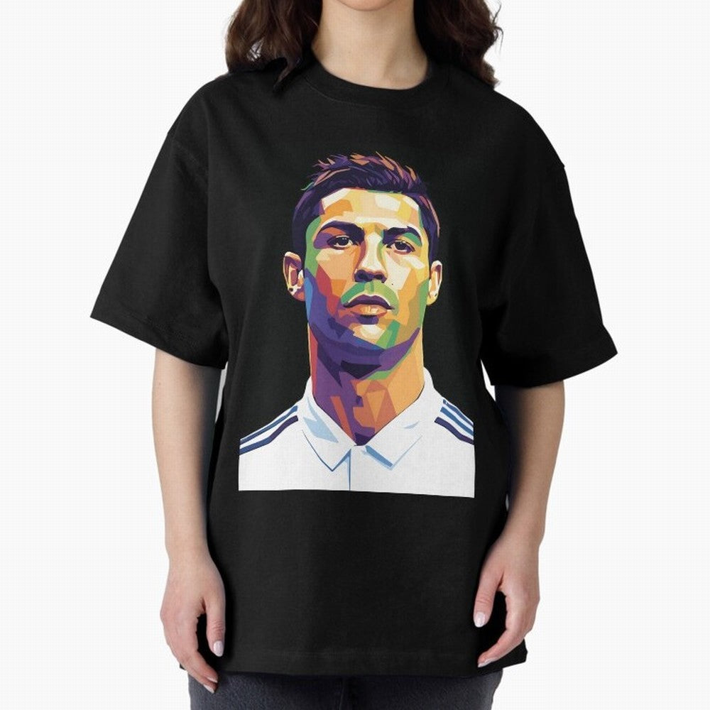 Cristiano Ronaldo Wpap Art Oversized T-Shirt Represent Football Lovers during FIFA World Cup 2026 USA Canada Mexico Spirit, Inspired by Argentina, France and Brazil, Neymar, Classic Soccer Heritage, Championship Pressure, Fan Loyalty and